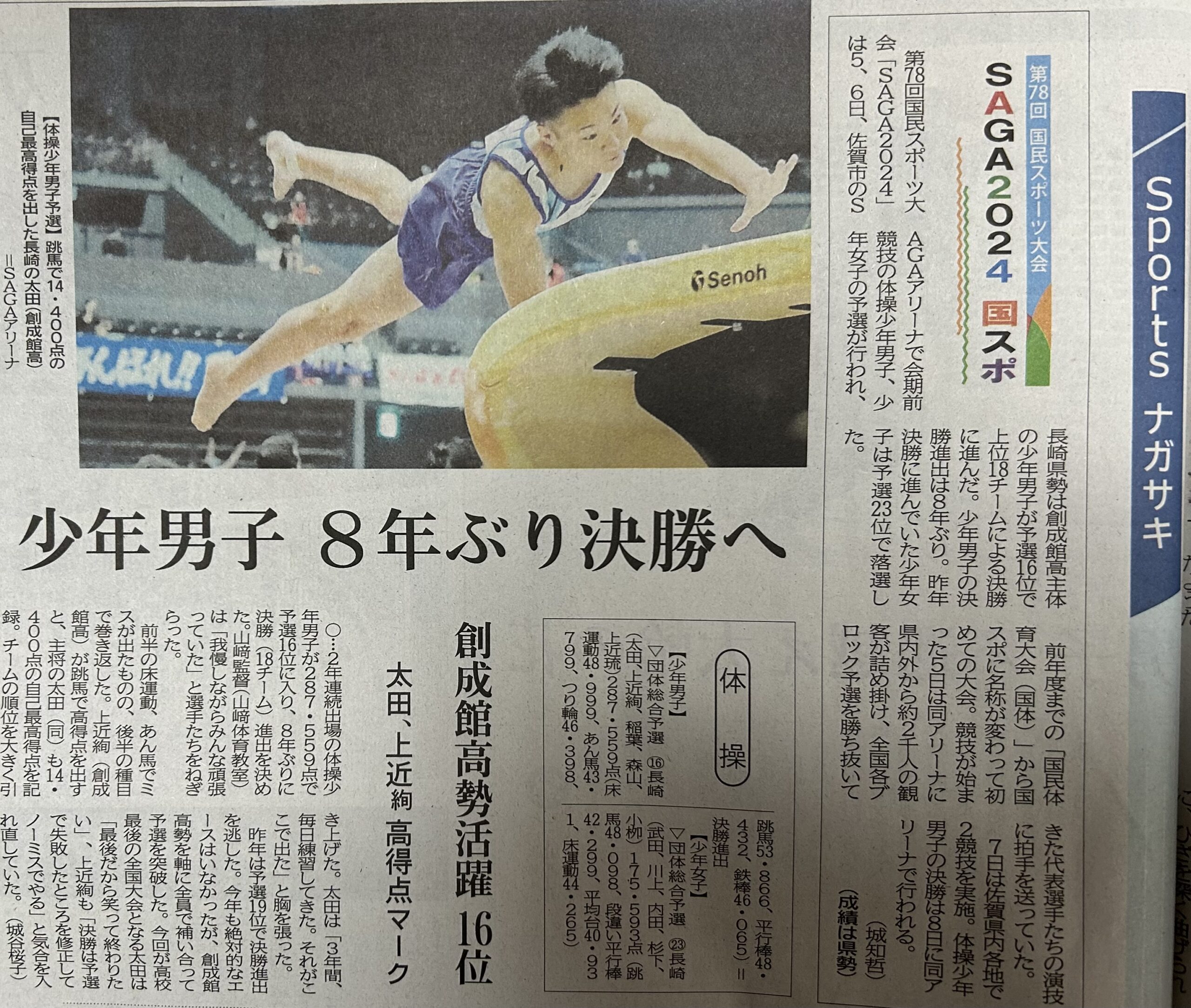 体操部 国スポで躍動！ - 学校法人奥田学園 創成館高等学校